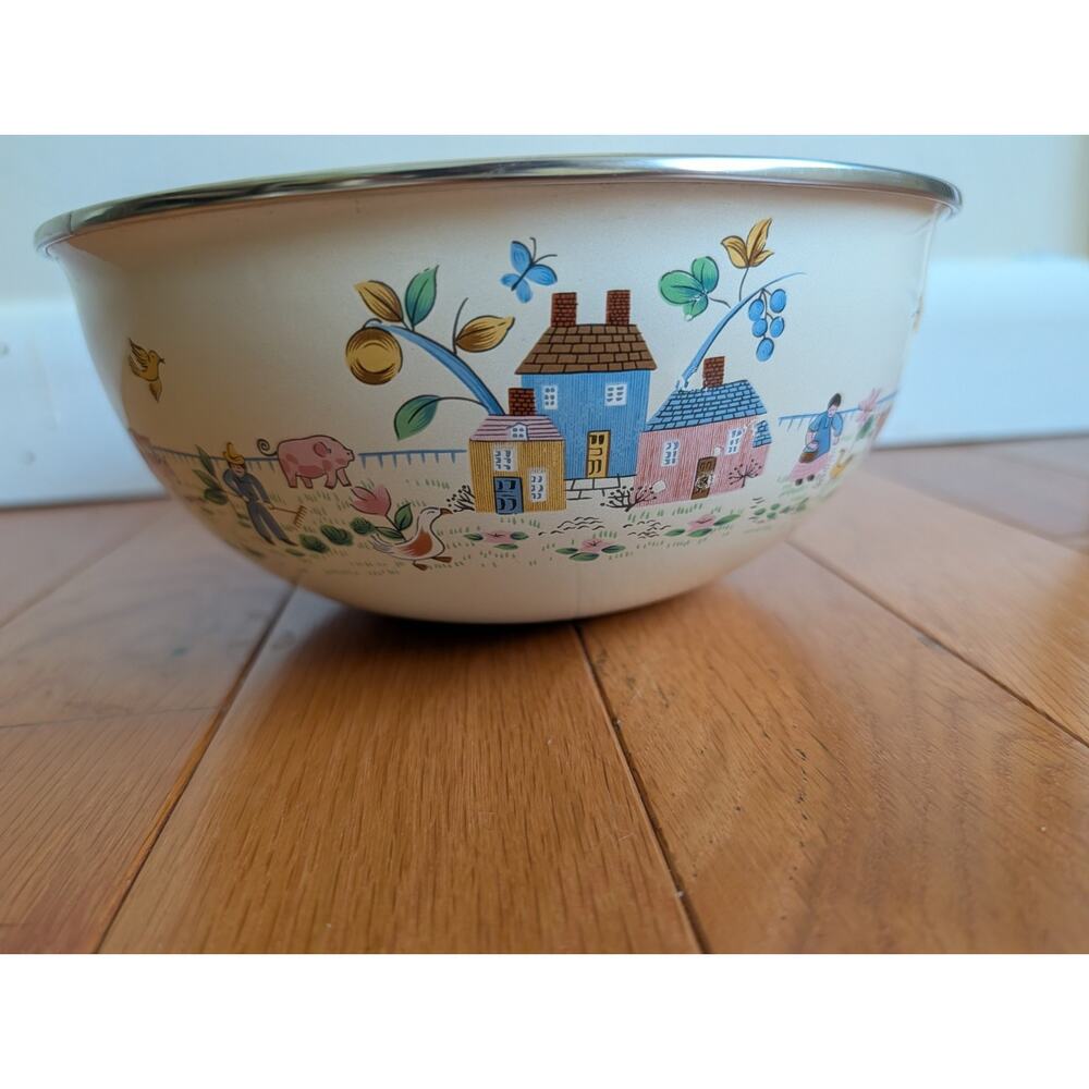 International Heartland Enamel Nesting Bowls 3 Set Farmhouse Cottage Excellent - Picture 10 of 10